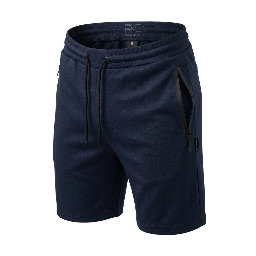 Pure Champ Mens Navy Blue Fleece Athletic Shorts Zipper Pockets PC301-F XL NEW